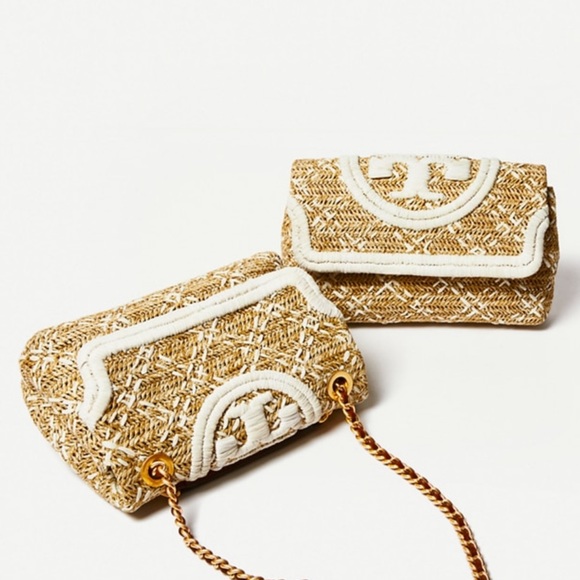 Tory Burch Handbags - Tory Burch Fleming Straw/Raffia in White